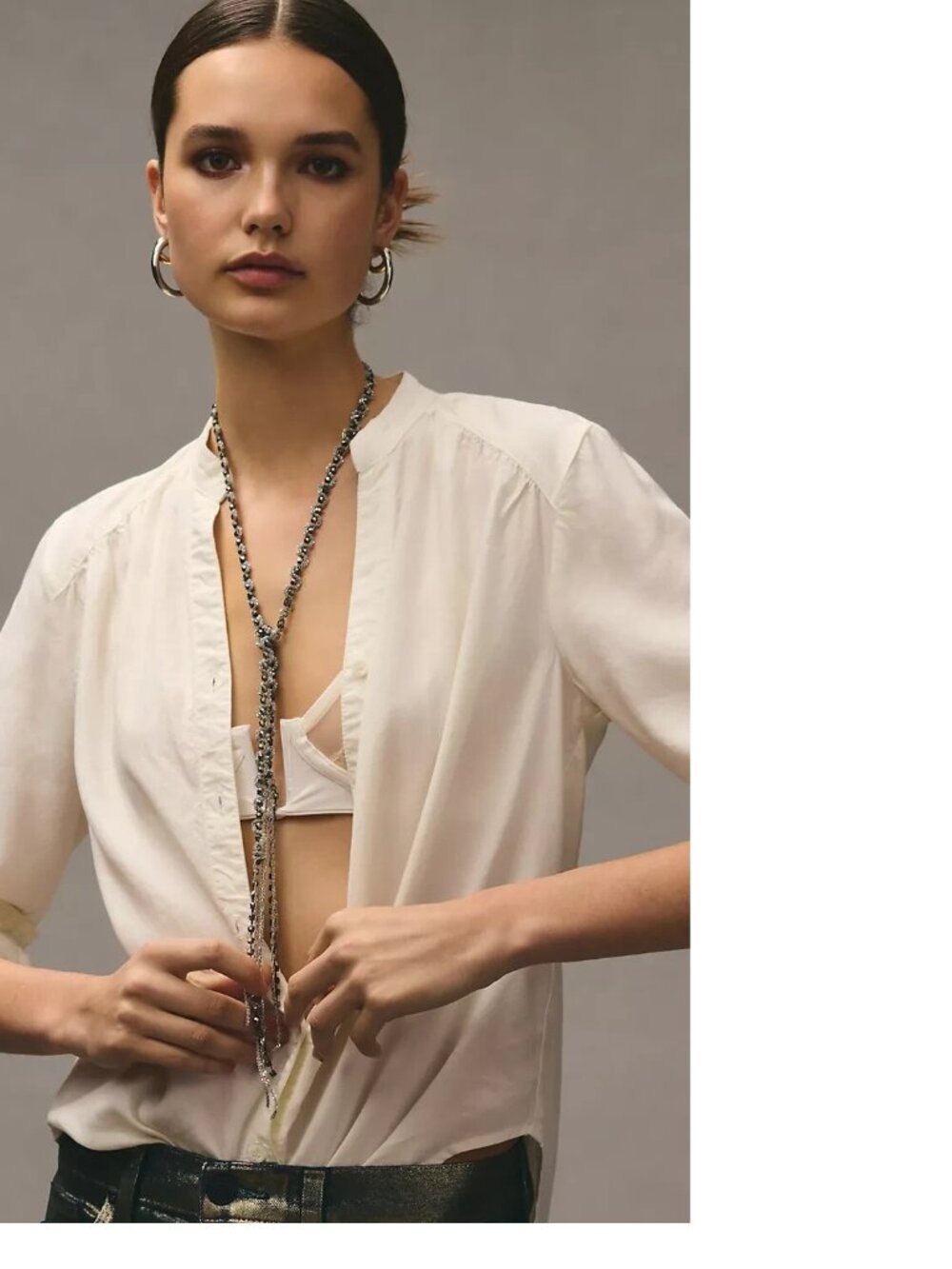 Anthropologie Cloth & Stone Buttondown Blouse size small SAND color S